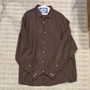 Men's Brown Linen Button-Up Shirt
